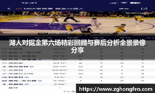 湖人对掘金第六场精彩回顾与赛后分析全景录像分享